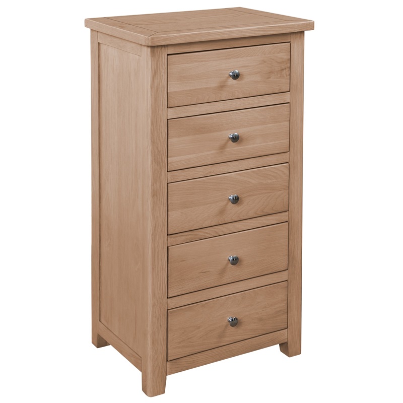 Hemsby Oak 5 Drawer Narrow Chest