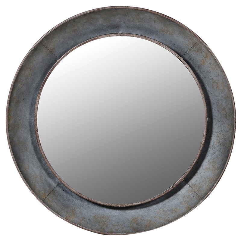 Distressed Round Wall Mirror