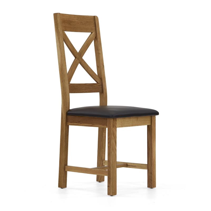 Suffolk Oak Cross Back Chair With Pu Seat