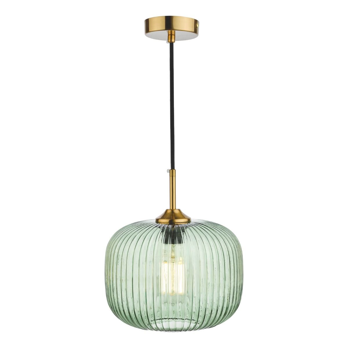 Demarius 1 Light Pendant Green Glass With Bronze Detail