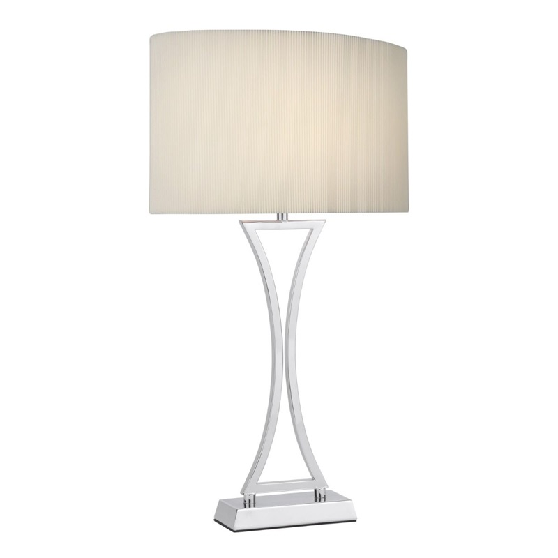 Oporto Table Lamp Polished Chrome With Cream Shade