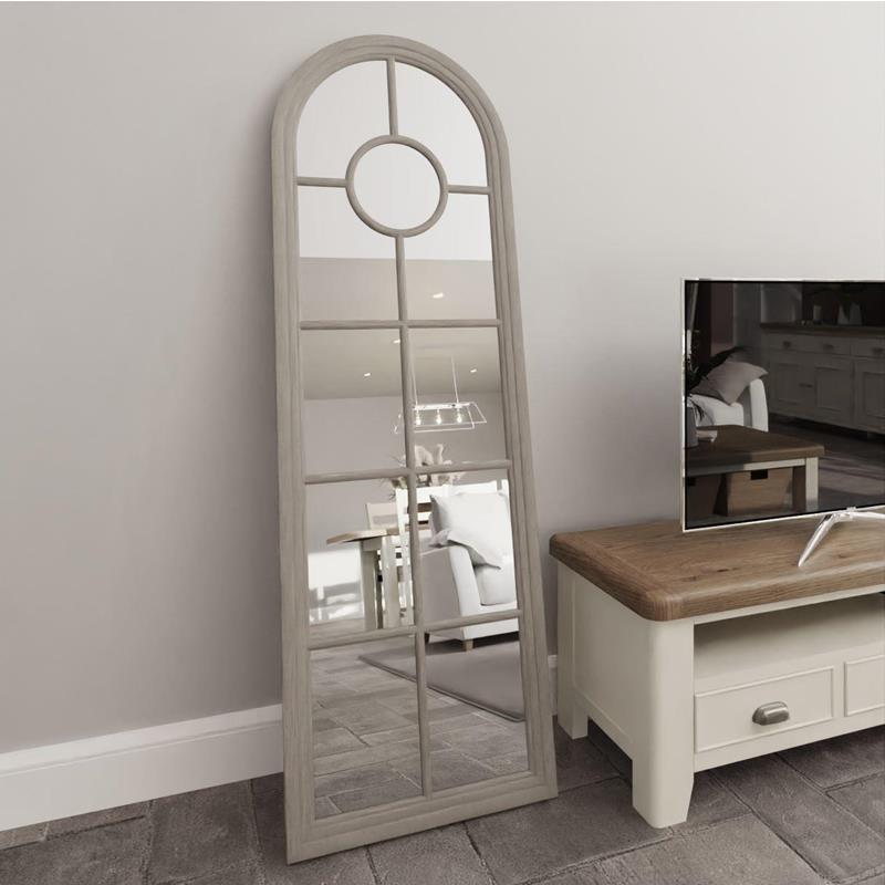 Mirror Collection Narrow Arched Window Mirror Grey