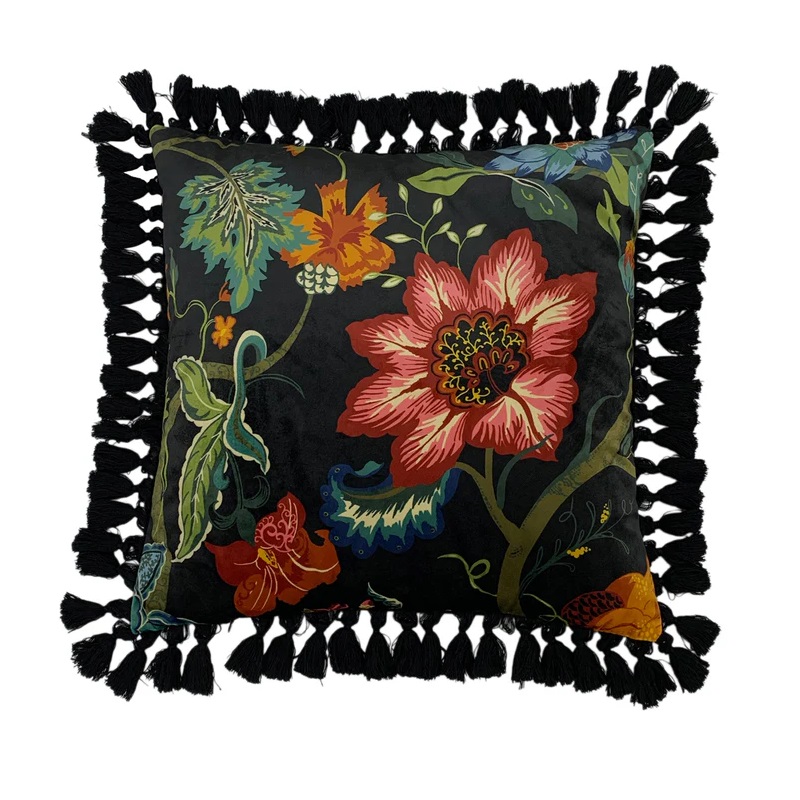 Paoletti Botanist Floral Cushion Black