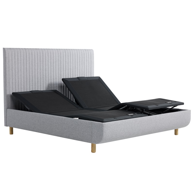 Ergo Smart Base Bedwith Vertical Headboard - Pearl Grey